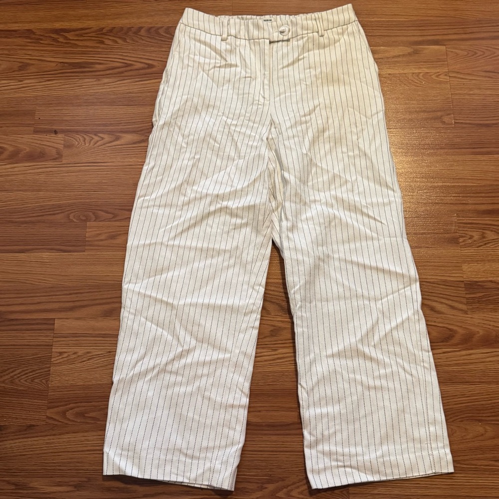 Jason Wu Cream Striped Wide Leg Trouser Pants Size 10‎ NWOT Luxury Sailor Preppy